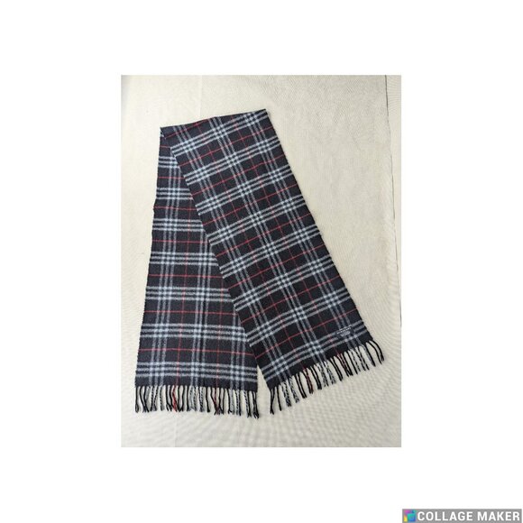 BURBERRY London Classic Nova Check Knit 100% Lambs Wool Fringe Black SCARF - Picture 1 of 7